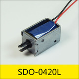 SDO-0420L系列電磁鐵，型號：SDO-0420L-12A11，應用：智能門鎖，大?。?0.5*12*11mm，電壓：12V，電流：1.08A，電阻：11Ω，功率：13W