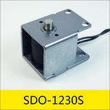 SDO-1230S系列電磁鐵，型號(hào)：SDO-1230S-12A15，應(yīng)用：汽車P擋鎖，大?。?3*32*30mm，電壓：DC12V，電流：0.8A，電阻：15Ω，功率：9.6W