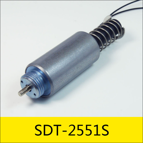 SDT-2551S系列圓管電磁鐵，型號：SDT-2551S-36A02，應(yīng)用：電梯自動門鎖，大小：φ25*51.5mm，電壓：DC36V，電流：18A，電阻：2Ω，功率：648W