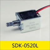 单保持电磁铁SDK-0520L系列，型号：SDK-0520L-24A47，应用：银行印章锁，大小：20*16*13mm，电压：DC24V，电流：0.51A，电阻：47Ω，功率：12.26W