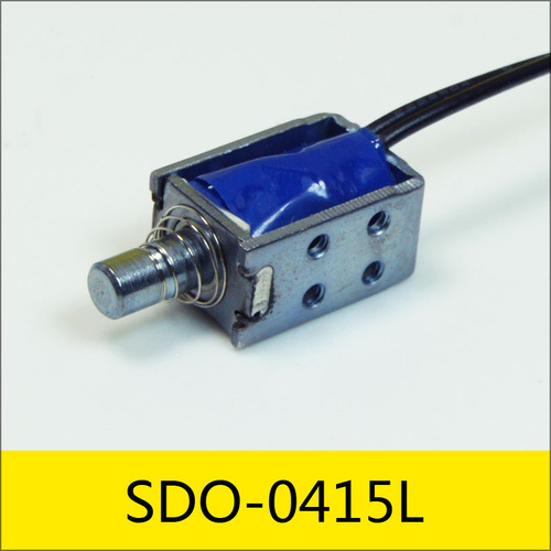 SDO-0415L系列電磁鐵，應用：文件柜儲物柜鎖，型號：SDO-0415L-03G3.5，大?。?5.5*10.8*8mm，電壓：DC3V，電流：0.85A，電阻：3.5Ω，功率：2.5W