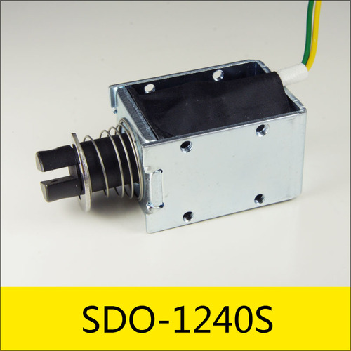 SDO-1240S系列電磁鐵，型號(hào)：SDO-1240S-06C06，應(yīng)用：ATM機(jī)，大?。?0*29*24mm，電壓：DC6V，電流：1A，電阻：6Ω，功率：6W