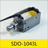 SDO-1043L系列電磁鐵，型號(hào)：SDO-1043L-24A66，應(yīng)用：漏電保護(hù)電箱，大?。?3*28*24mm，電壓：DC24V，電流：0.36A，電阻：66Ω，功率：8.7W