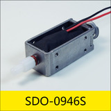 SDO-0946S系列電磁鐵，型號：SDO-0946S-24F70E，應(yīng)用：貼片機(jī)，大小：46.4*23*18mm，電壓：DC24V，電流：0.34A，電阻：70Ω，功率：8.2W