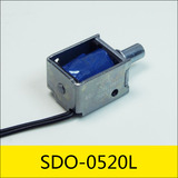SDO-0520L系列电磁铁，应用：机器人，型号：SDO-0520L-12B12，大小：20*16*13mm，电压：DC12V，电流：1A，电阻：12Ω，功率：12W