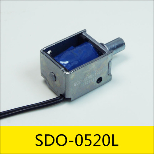 SDO-0520L系列電磁鐵，應用：機器人，型號：SDO-0520L-12B12，大?。?0*16*13mm，電壓：DC12V，電流：1A，電阻：12Ω，功率：12W