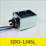 SDO-1245L系列電磁鐵，型號(hào)：SDO-1245L-12A16，應(yīng)用：廣告刻字機(jī)，大?。?5*33*28mm，電壓：12V，電流：0.75A，電阻：16Ω，功率：9W