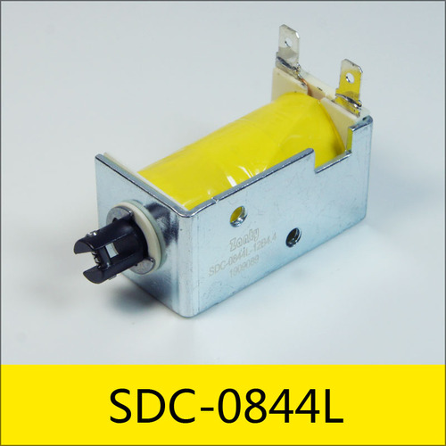 zanty SDC-0844L系列電磁鐵，型號(hào)：SDC-0844L-12B4.4，應(yīng)用：自動(dòng)販賣機(jī)，44.2*23.5*21.5mm，電壓：12V，電流：2.73A，電阻：4.4Ω，功率：32.7W