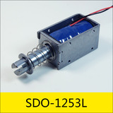 SDO-1253L系列電磁鐵，型號(hào)：SDO-1253L-24A96，應(yīng)用：銀行印章盒鎖，大?。?3*30*27mm，電壓：DC24V，電流：0.25A，電阻：96Ω，功率：6W