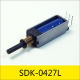 單保持電磁鐵SDK-0427L系列，型號：SDK-0427L-03A14，應用：智能門鎖，大?。?7.2*11*8.6mm，電壓：DC3V，電流：0.43A，電阻：14Ω，功率：1.3W