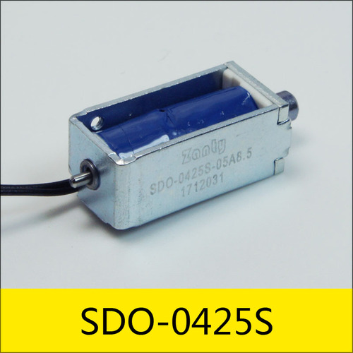 SDO-0425S系列電磁鐵，應(yīng)用：讀卡器，型號：SDO-0425S-05A8.5，大?。?5*12*10mm，電壓：DC5V，電流：0.6A，電阻：8.5Ω，功率：2.94W