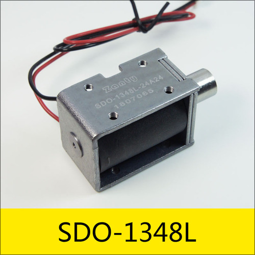 SDO-1348L系列電磁鐵，型號(hào)：SDO-1348L-24A24，應(yīng)用：過(guò)閘機(jī)，大?。?8.3*34*28mm，電壓：24V，電流：1A，電阻：24Ω，功率：24W