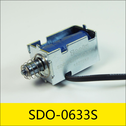 SDO-0633S系列電磁鐵，型號：SDO-0633S-12A50，應(yīng)用：智能鎖，大?。?3.1*19*17.5mm，電壓：12V，電流：0.24A，電阻：50Ω，功率：2.88W