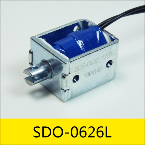 SDO-0626L系列電磁鐵，型號(hào)：SDO-0626L-12C50，應(yīng)用：醫(yī)療設(shè)備，大?。?5.5*20*16mm，電壓：DC12V，電流：0.24A，電阻：50Ω，功率：2.88W